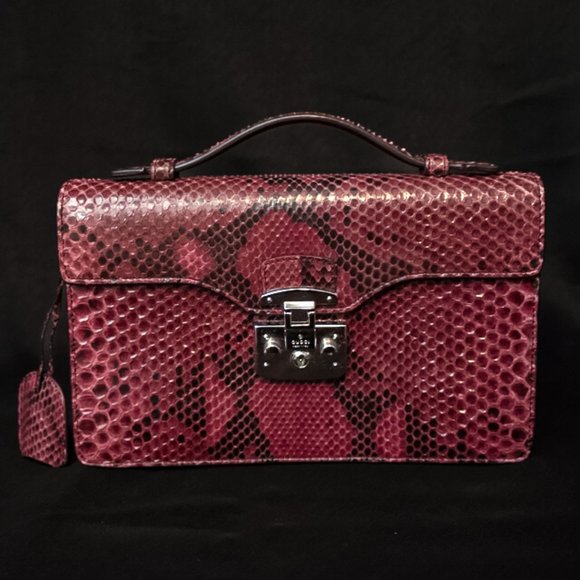 Gucci Handbags - GUCCI Python Lady Lock Mini Briefcase Red Purple - INCREDIBLE